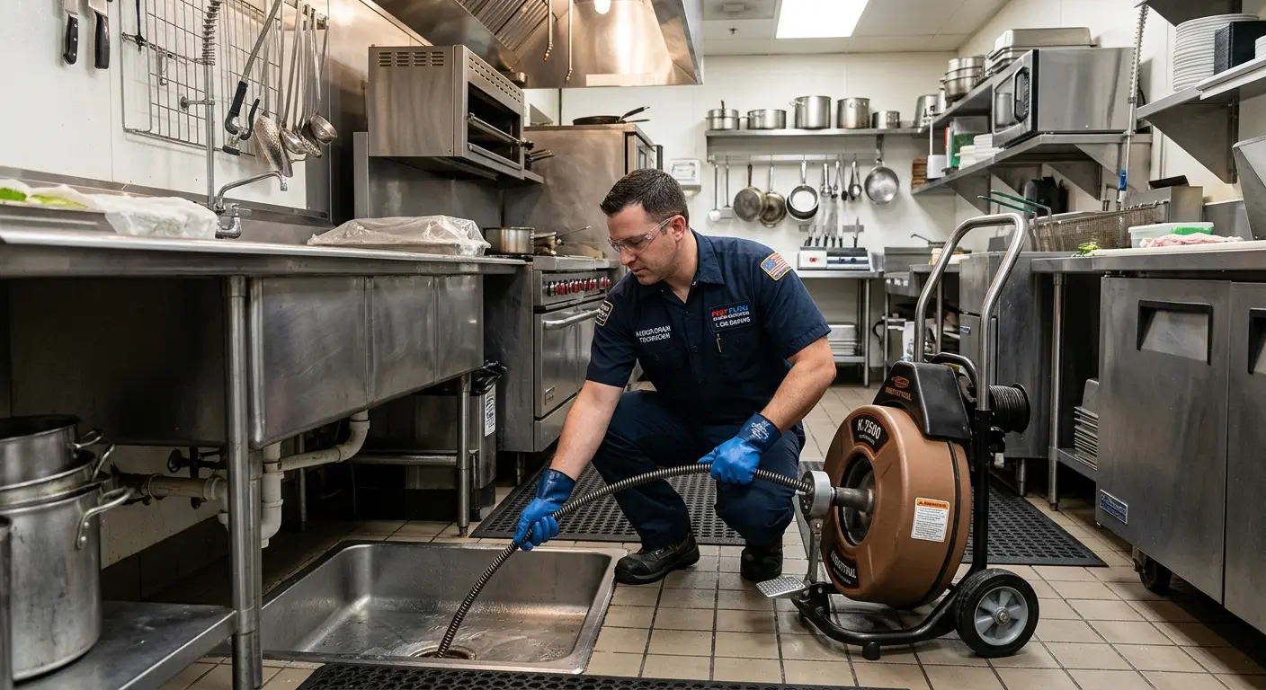 Commercial drain cleaning service in a restaurant kitchen in High Springs