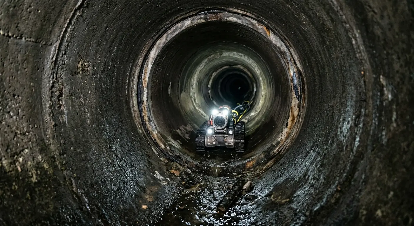 Robotic sewer camera inspecting pipe interior for Sewer Line Cleaning in High Springs